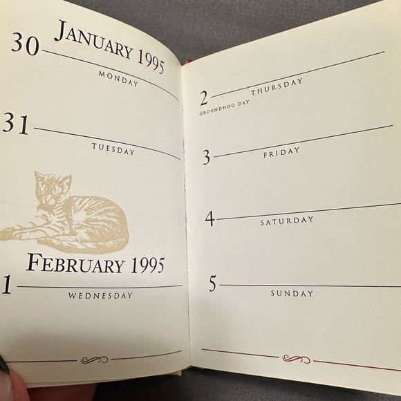 📚Vintage 1995 Cat Calendar Agenda Hardcover Illustrated Book - Picture 6 of 12